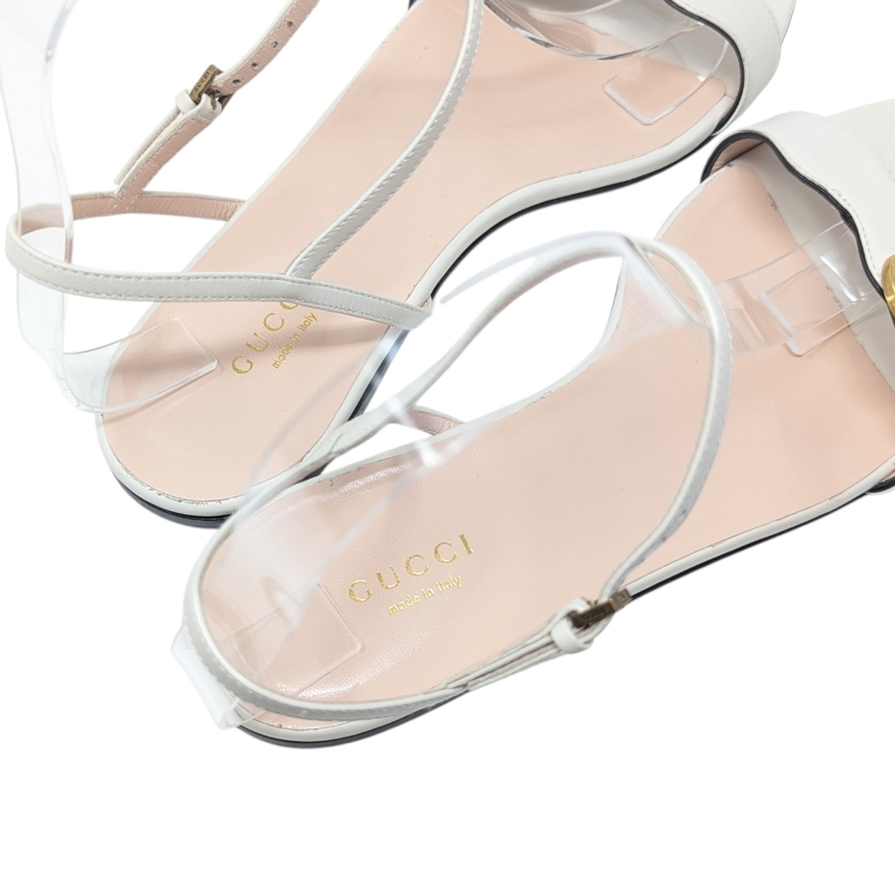 Gucci Marmont GG Double G Ivory White Flat Sandal Size EU 39 - Picture 8 of 12